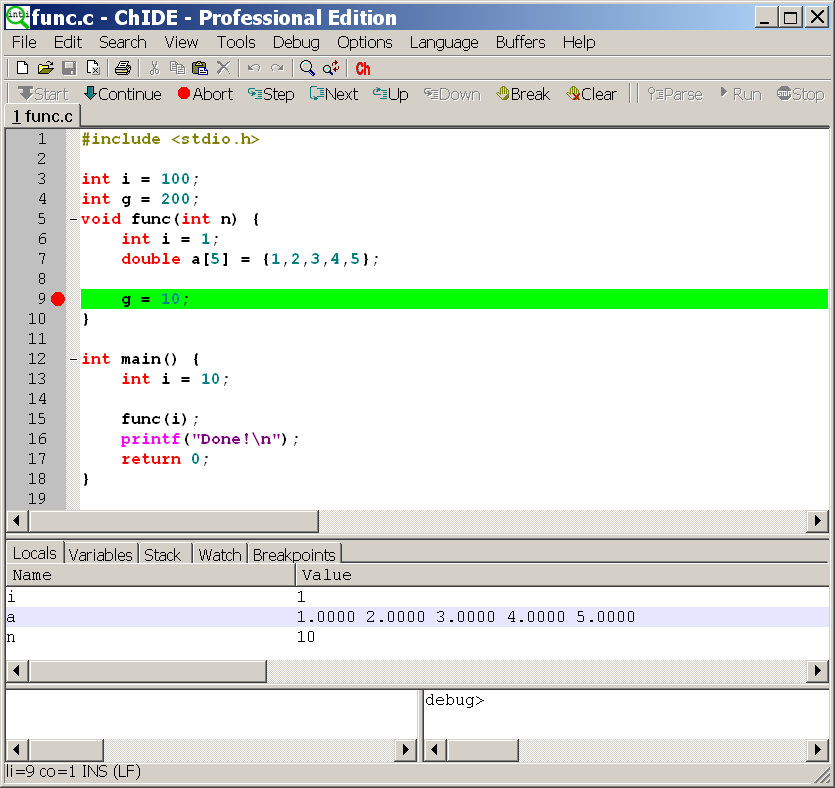 ChIDE edit/run a program