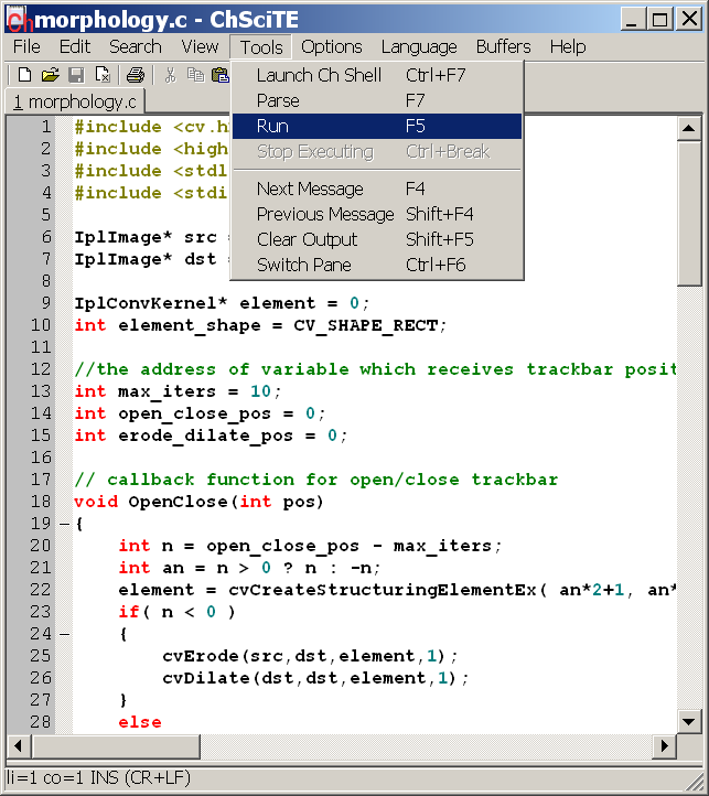 ChSciTE for Ch OpenCV